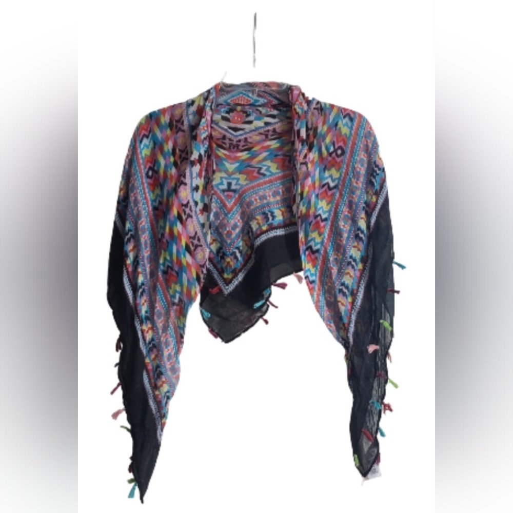 Womens Mult-color Tassel Shaw/Scarf
